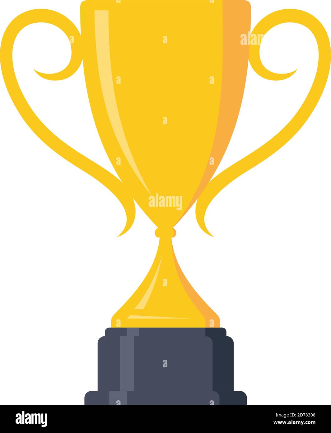 Coupe Du Trophée D'or En Illustration Plate De Vecteur De Récompense De  Style Dessin Animé Isolée Sur Fond Blanc