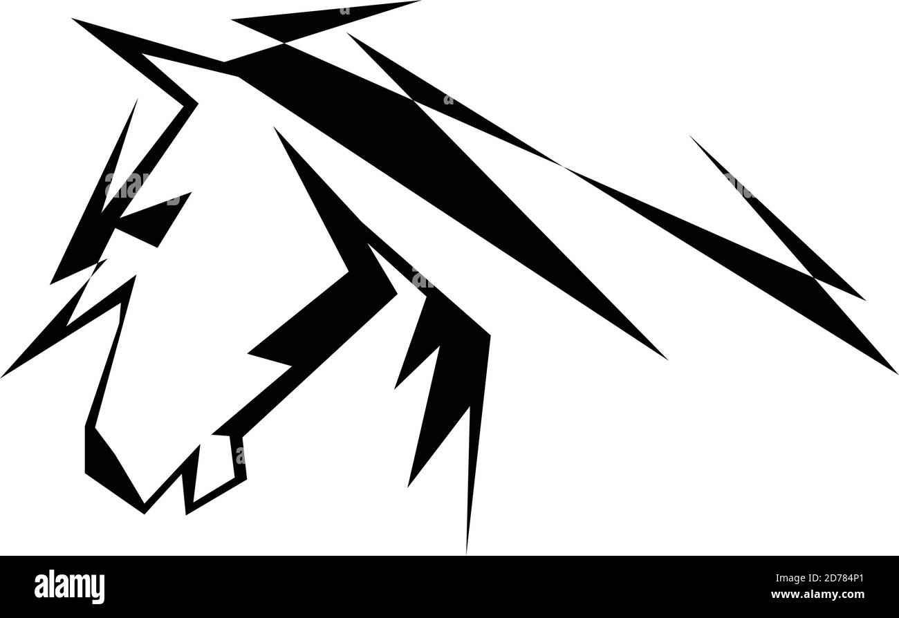 Simple, abstrait géométrique silhouette tête cheval. Motif vectoriel de cheval à tête silhouette. Illustration vectorielle EPS.8 EPS.10 Illustration de Vecteur