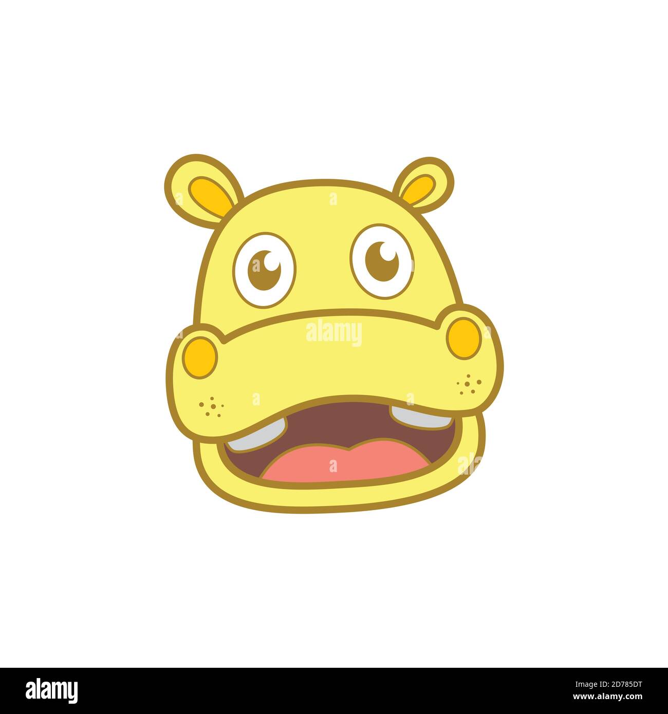 Un joli sourire hippo avec un motif de couleur jaune. Faune drôle de dessin animé et de dessin vectoriel. Illustration vectorielle EPS.8 EPS.10 Illustration de Vecteur