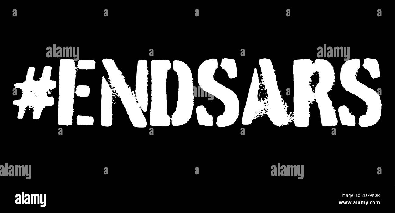 Le texte d'ENDSARS hashtag contre la brutalité policière actuelle au Nigeria illustration vectorielle Illustration de Vecteur