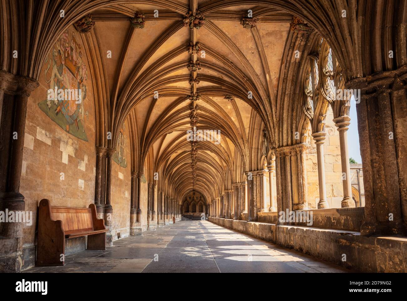 Norwich Cathedral cloisters dans la Sainte et indivise Trinity une église d'Angleterre cathédrale dans Norwich Norfolk East Anglia Angleterre GB Europe Banque D'Images