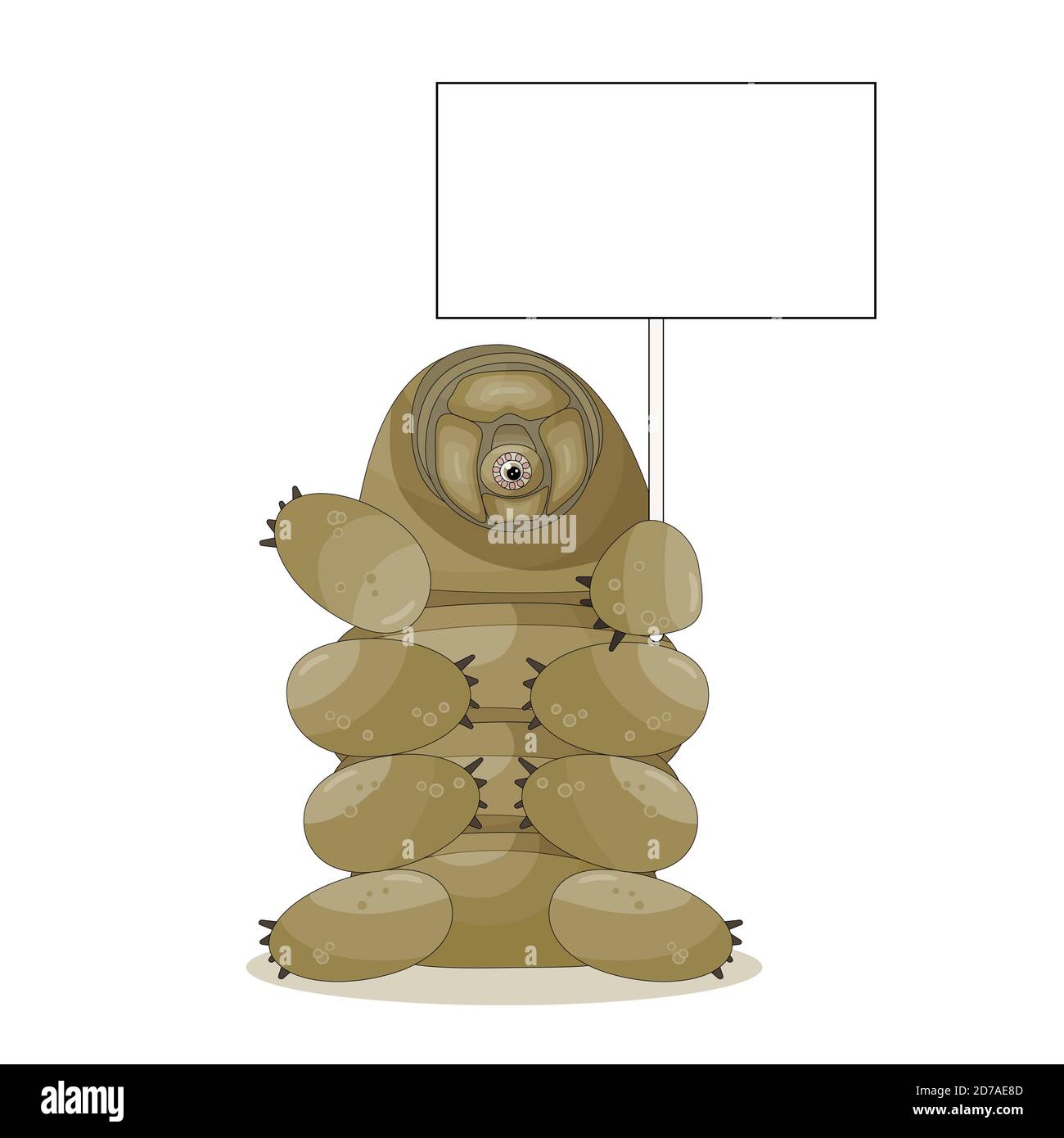 Marron mignon adorable adorable dessin animé caractère tardigrade contient une zone de texte vide ou tableau blanc entre les mains pour un message Illustration de Vecteur