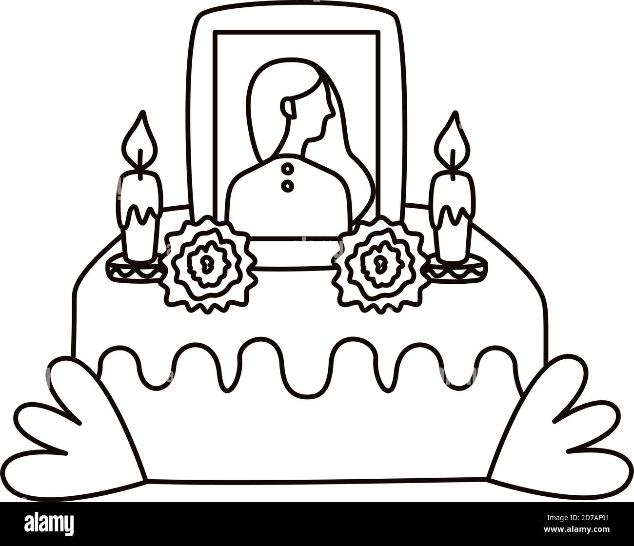 autel mexicain du jour des morts avec photo de motif d'illustration vectorielle style femme Illustration de Vecteur