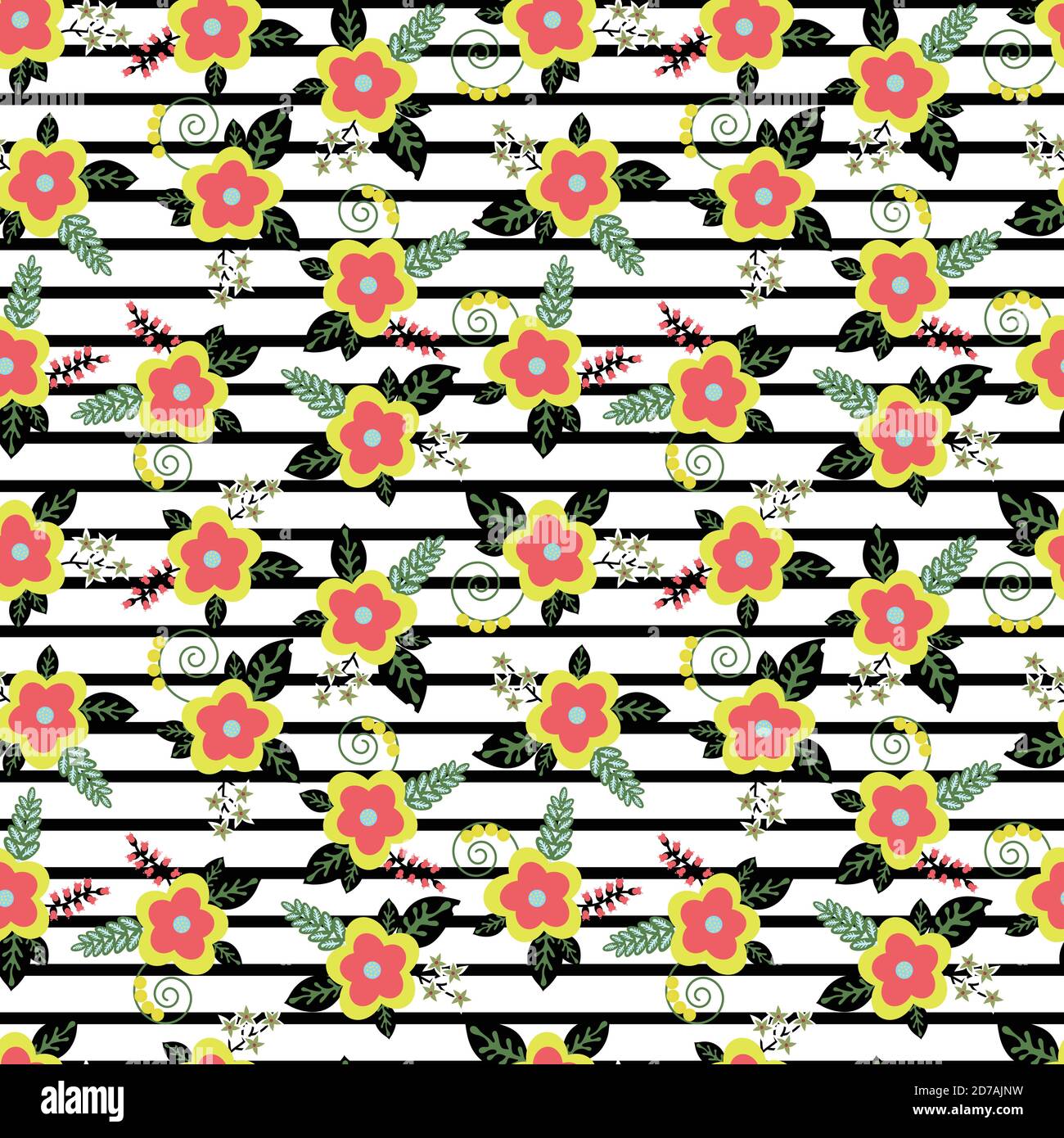 Motif fleuri à rayures sans coutures Illustration de Vecteur