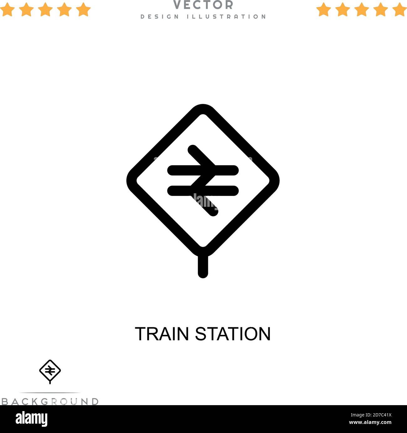 Icône de la gare. Élément simple de la collecte des perturbations numériques. Icône Line train Station pour modèles, infographies et bien plus encore Illustration de Vecteur