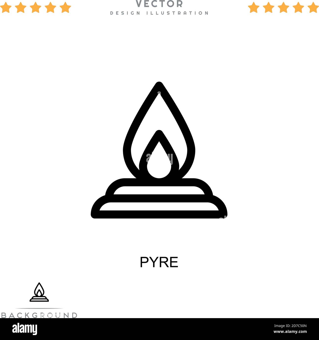 Icône pyre. Élément simple de la collecte des perturbations numériques. Icône en forme de trait pour les modèles, les infographies et bien plus encore Illustration de Vecteur