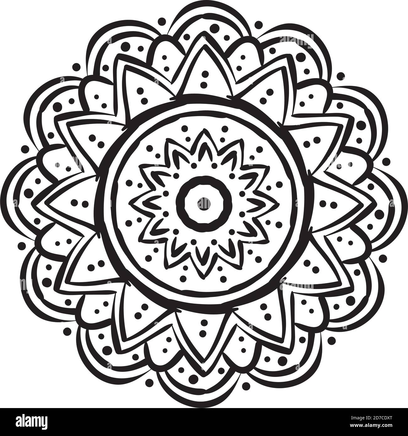 mandala floral ethnicité monochrome isolé icône vecteur illustration conception Illustration de Vecteur