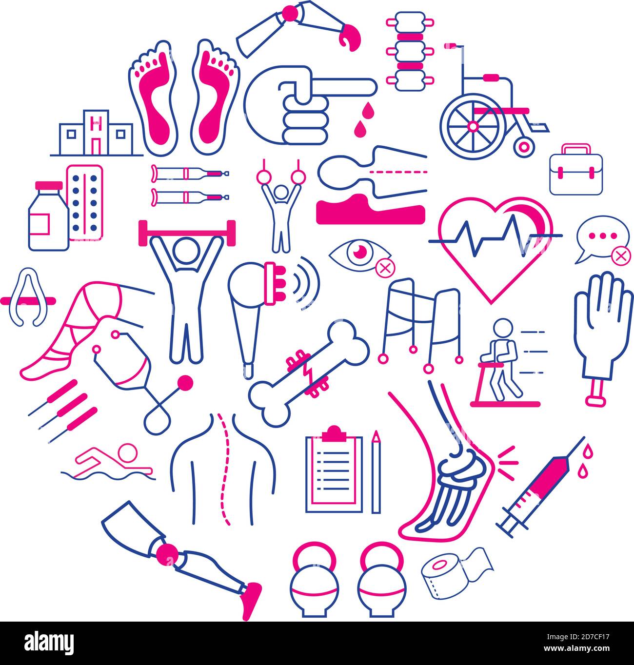 ensemble d'incapacités définir des icônes dans une illustration vectorielle de forme circulaire conception Illustration de Vecteur