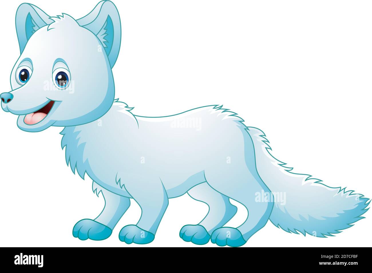 Illustration vectorielle de la jolie bande dessinée arctic Fox Walking Illustration de Vecteur