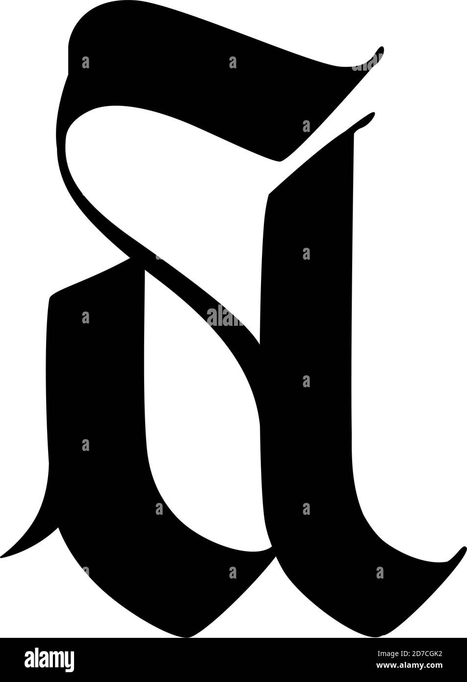 Lettre A, dans le style gothique. Vecteur. L'alphabet. Le symbole est isolé sur un fond doré. De la calligraphie et de lettrage. Lettre en latin médiéval. Logo Illustration de Vecteur