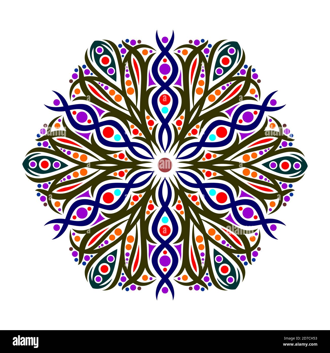 C'est une œuvre de l'art mandala fait dans le plus de détail possible et combiné avec des couleurs fariatiques pour créer la forme maximale. Fichiers en format eps. Banque D'Images