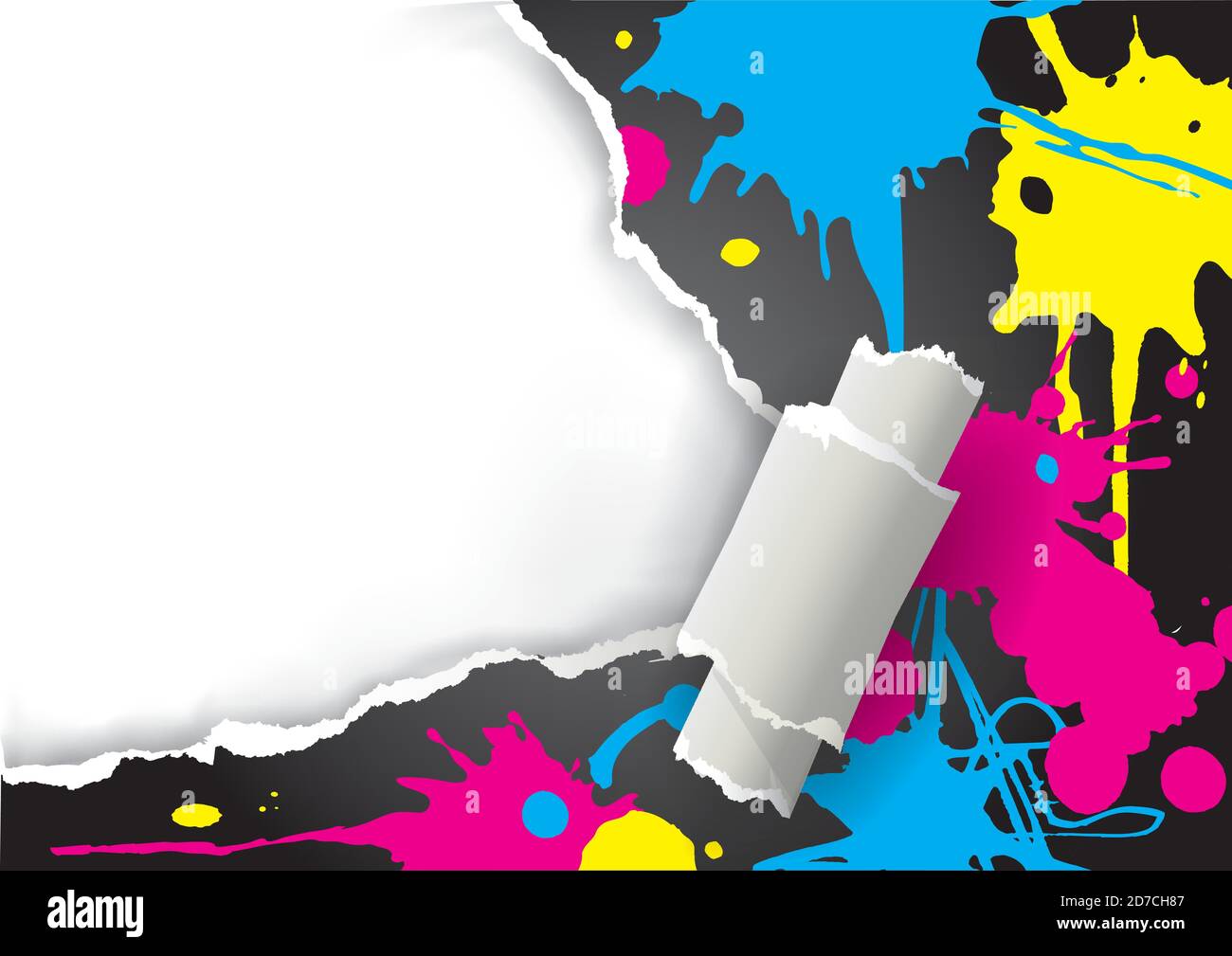 Papier déchiré avec couleurs d'impression. Papier déchiré avec emplacement pour votre image ou texte. Concept de présentation de l'impression couleur. Vecteur disponible. Illustration de Vecteur