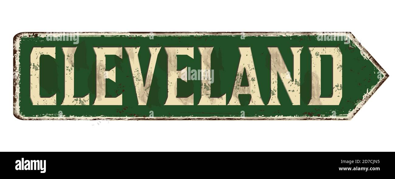 Cleveland vintage métal rouillé signe sur un fond blanc, vector illustration Illustration de Vecteur