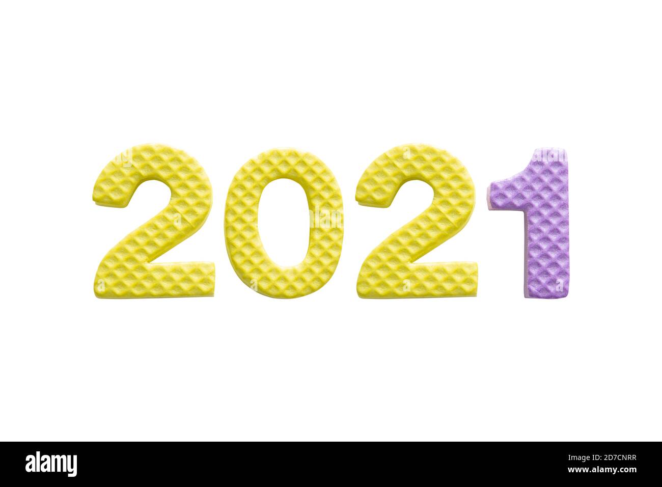 Les numéros 2021 sont en plastique, utilisés pour décorer le jour de l'an. Banque D'Images