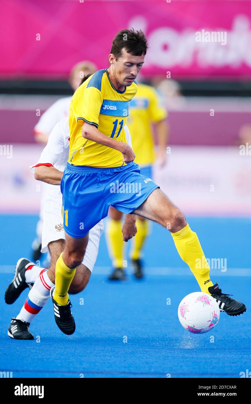 Londres, Royaume-Uni. 9 septembre 2012. Volodymyr Antonyuk (UKR) football : football masculin 7-a-Side finale match Russie - Ukraine lors des Jeux paralympiques de Londres 2012 au Parc olympique - Riverbank Arena à Londres, Royaume-Uni . Credit: AFLO SPORT/Alay Live News Banque D'Images