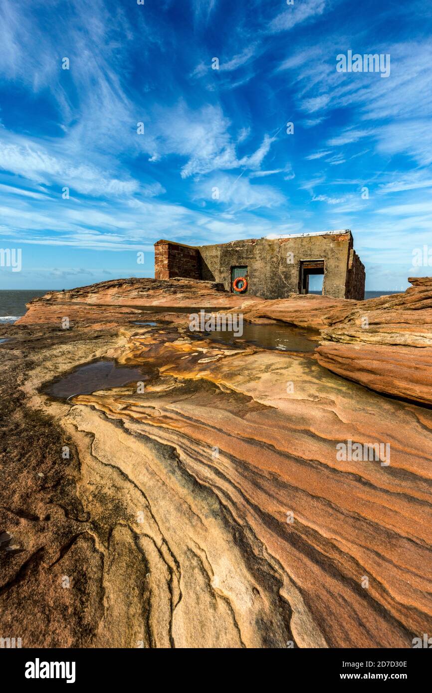 Hilbre Island ; grès érodé ; Wirral ; Cheshire ; Royaume-Uni Banque D'Images