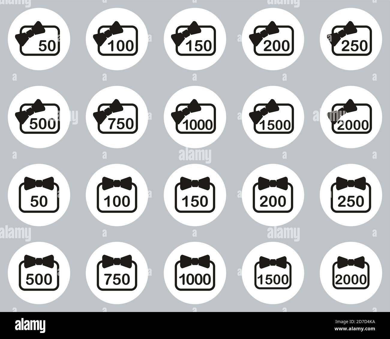 Carte cadeau Icons ensemble de cercles à motif plat noir et blanc Grande Illustration de Vecteur