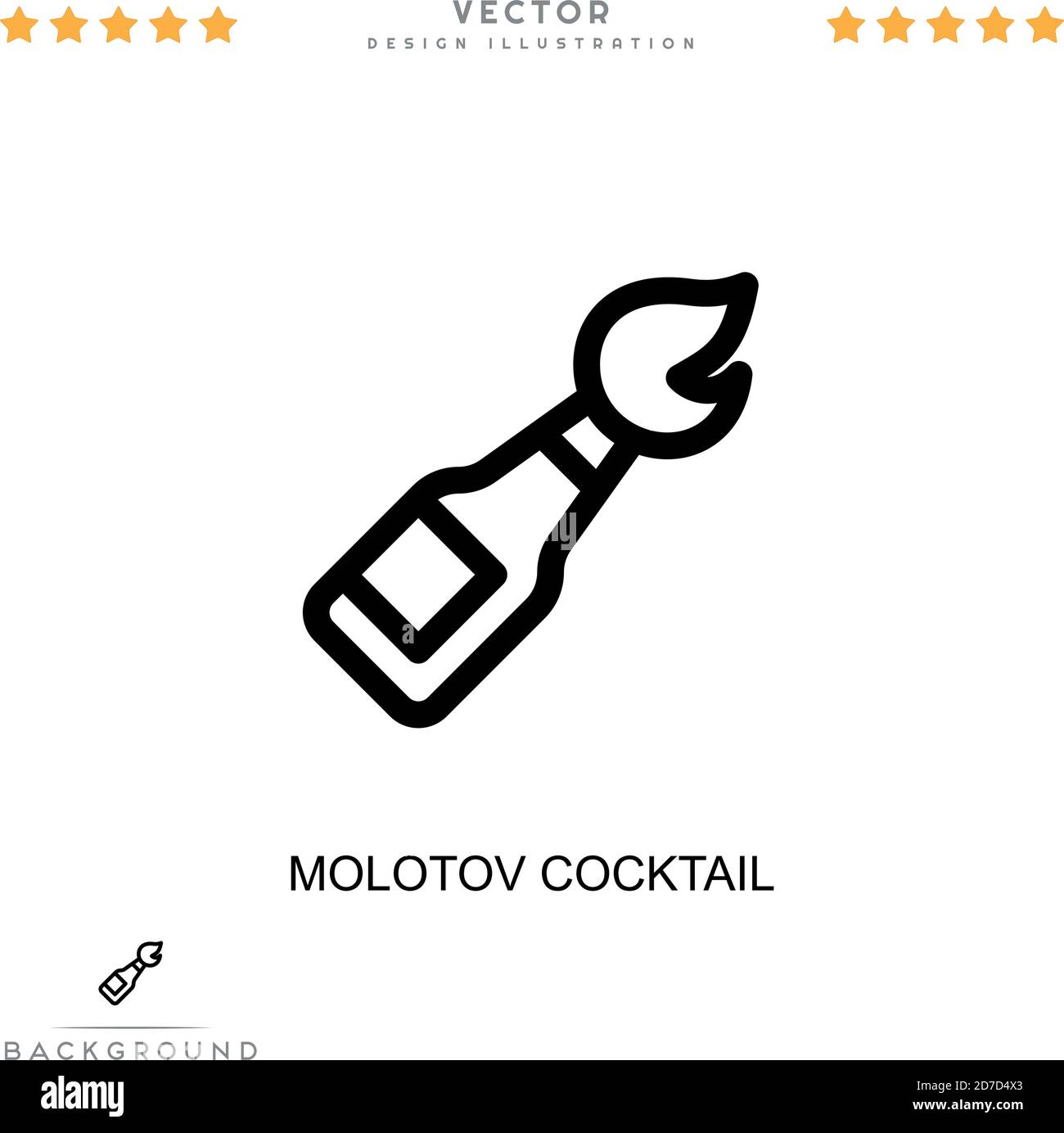 Icône cocktail Molotov. Élément simple de la collecte des perturbations numériques. Line Molotov cocktail icon pour modèles, infographies et bien plus encore Illustration de Vecteur