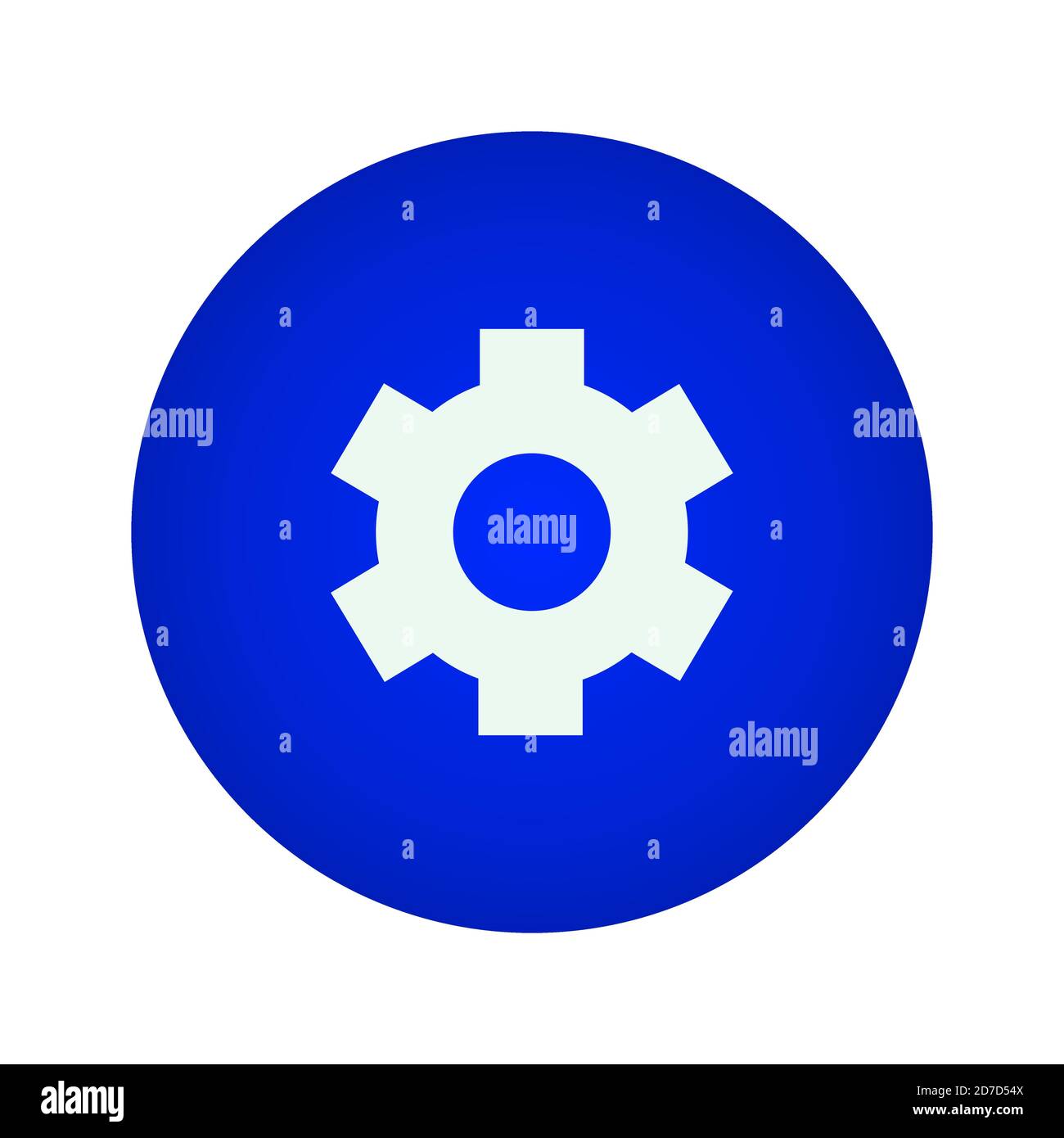 Icône Paramètres. Bouton Paramètres sur une forme de cercle de gradient bleu. Illustration vectorielle Illustration de Vecteur
