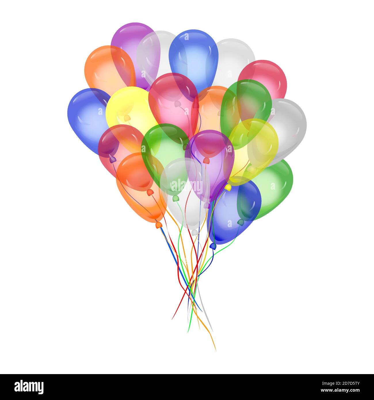 Bande de ballon d'hélium isolée sur fond blanc. Ballons de fête pour  anniversaire, invitation anniversaire. Fête, conception de la Saint  Valentin.vecteur de stock Image Vectorielle Stock - Alamy
