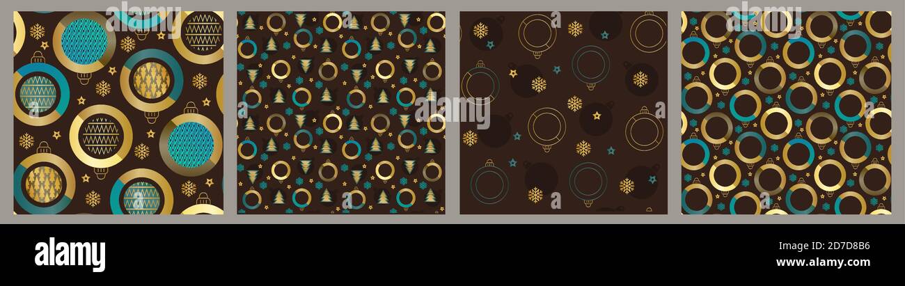 Boules à géométrie abstraite de Noël. Motif géométrique coloré sans couture Illustration de Vecteur