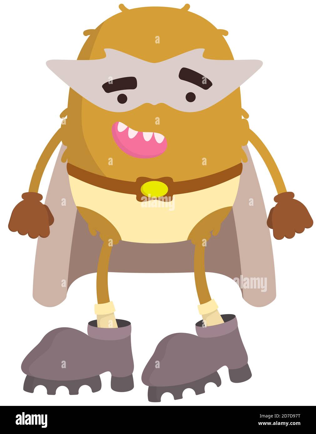 Super-héros drôle de fruits. Kiwi de style dessin animé. Illustration de Vecteur