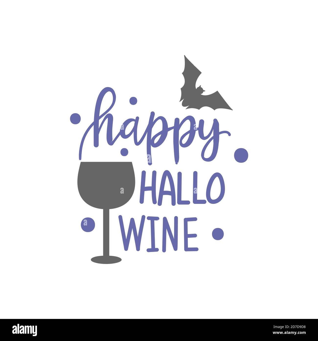Illustration à la main vin et Bat et citation. Des œuvres d'art créatives. Dessin vectoriel réel. Objets et texte isolés artistiques d'Halloween : Happy Hall Illustration de Vecteur