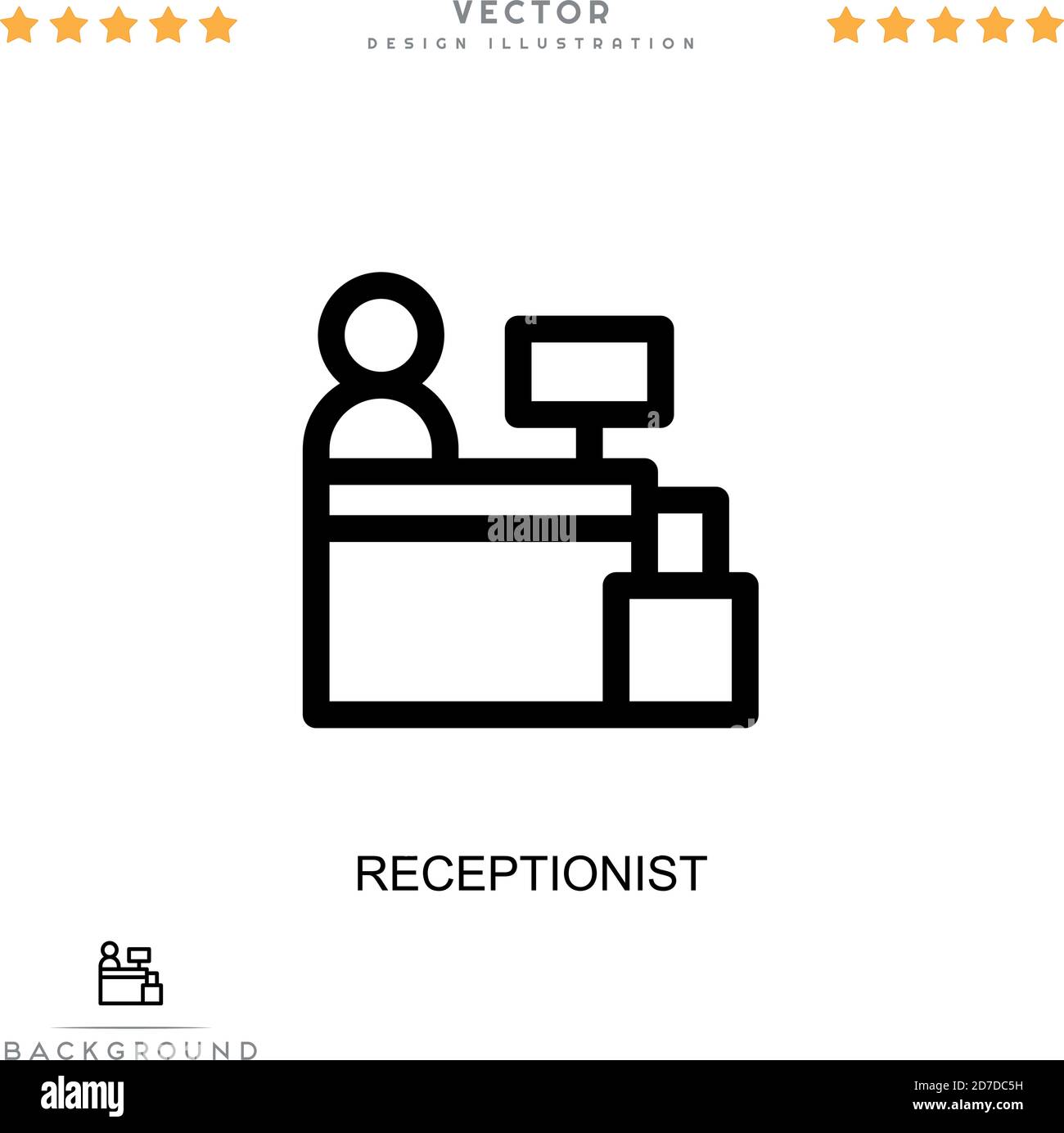 Icône réceptionniste. Élément simple de la collecte des perturbations numériques. Icône Line Receptionist pour modèles, infographies et plus encore Illustration de Vecteur