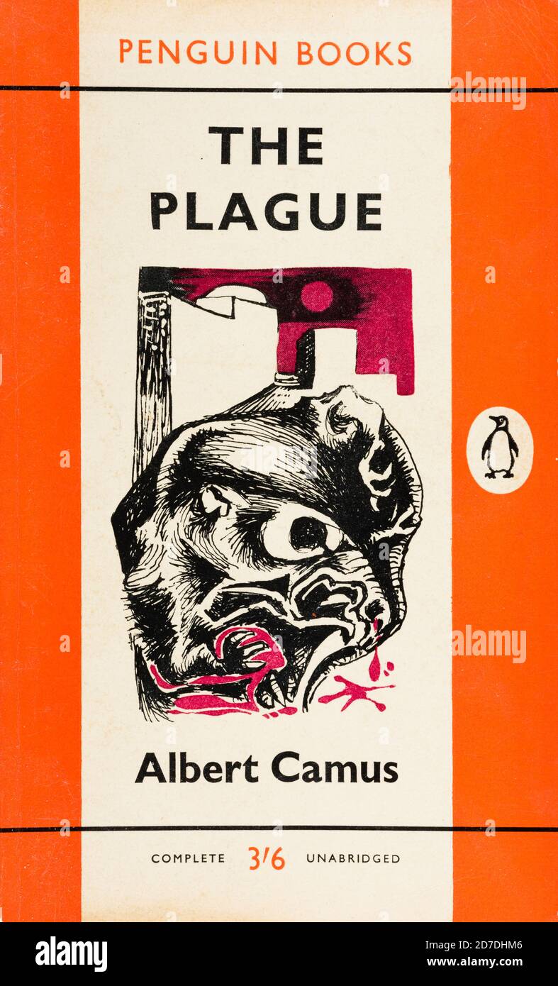 La couverture de la première édition en anglais du livre de poche Penguin  (1960) de la peste (la peste) par Albert Camus, avec illustration de  Michael Ayrton Photo Stock - Alamy