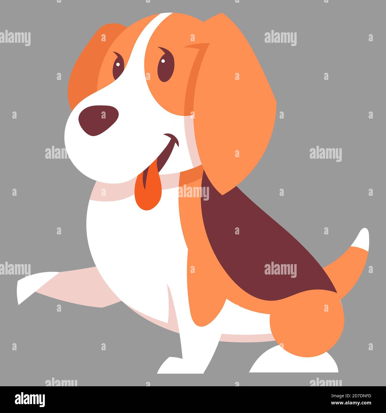 Beagle chien donnant la patte. Adorable animal de compagnie de style dessin animé. Illustration de Vecteur