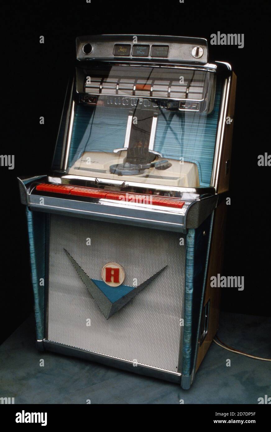 Hugh-Ooh-Jukebox in der begleitenden Ausstellung zum Elvis-Presley-Festival à Hambourg, Allemagne 1990. Banque D'Images