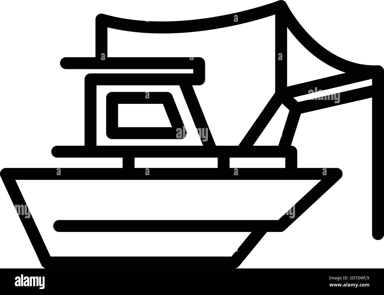 Icône bateau de pêche en mer. Contour bateau de pêche en mer vecteur icône pour la conception de Web isolé sur fond blanc Illustration de Vecteur