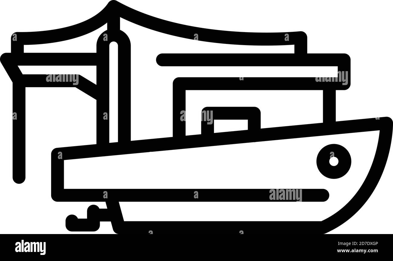 Icône bateau de pêche commercial. Contour de l'icône de vecteur de bateau de pêche commerciale pour la conception de Web isolée sur fond blanc Illustration de Vecteur