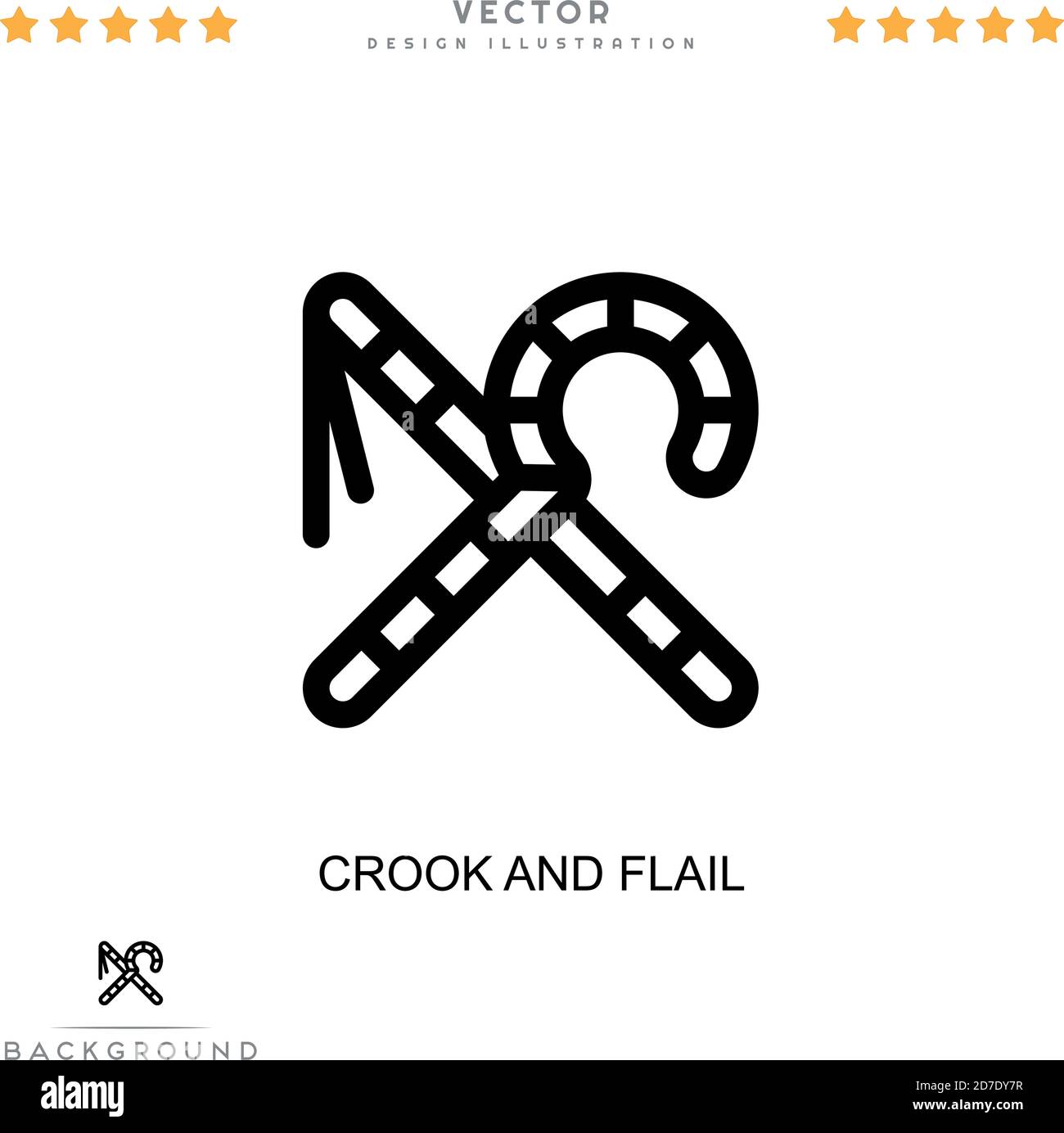 Icône de crook et de fléau. Élément simple de la collecte des perturbations numériques. Line Crook et Flail Icon pour les modèles, infographies et plus encore Illustration de Vecteur