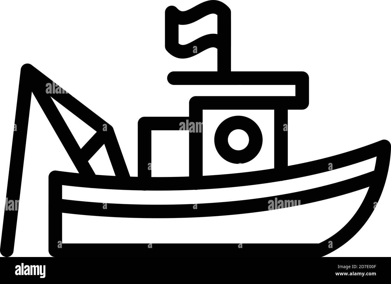 Drapeau de l'icône du bateau de pêche. Outline drapeau bateau de pêche vecteur icône pour la conception de Web isolé sur fond blanc Illustration de Vecteur
