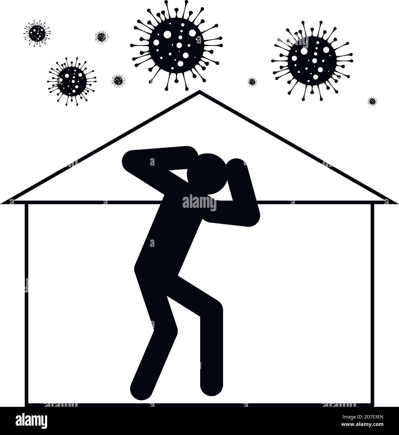 Concept de séjour à la maison. Peur de contracter le coronavirus. Épidémie ou pandémie virale mondiale. Illustration vectorielle Illustration de Vecteur