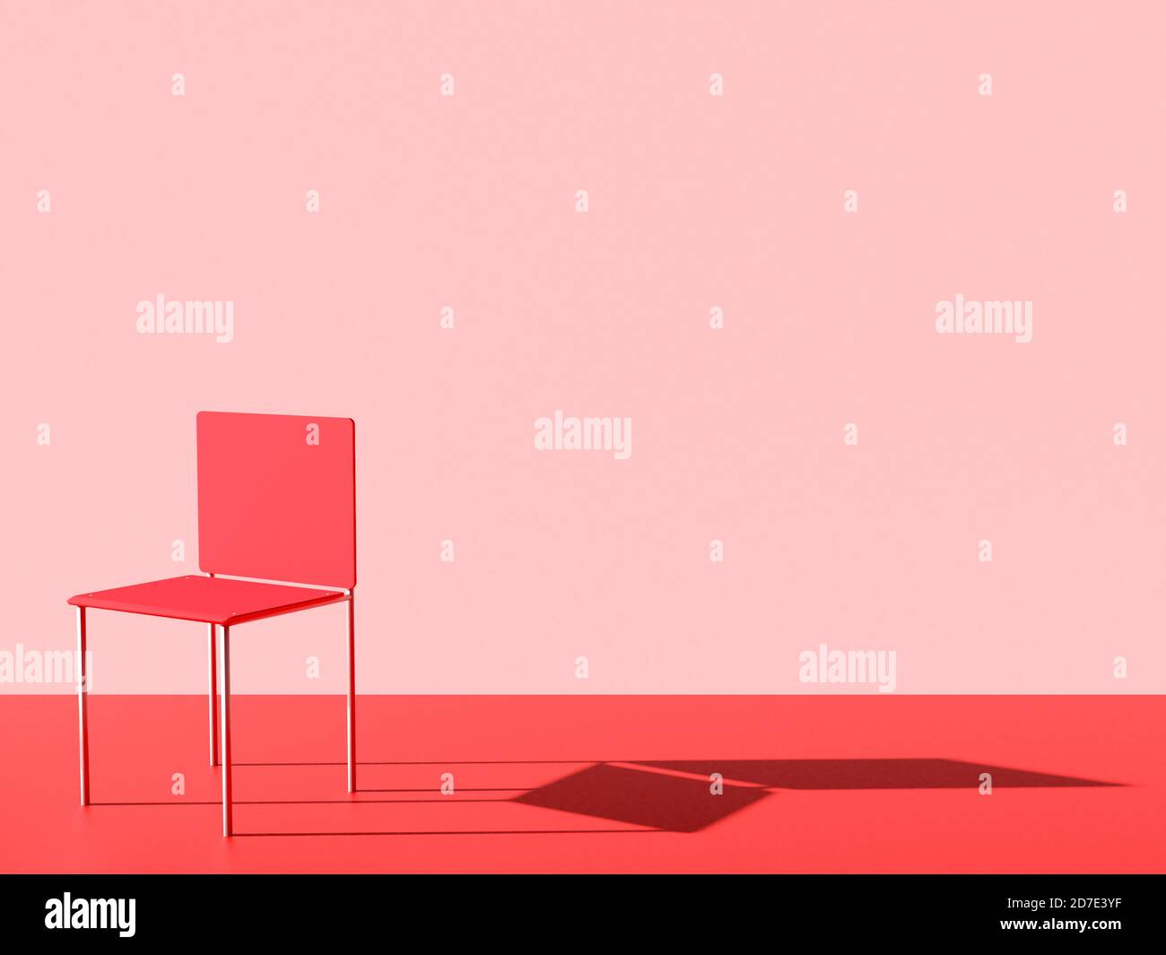 Décor concept, chaise rouge et espace vide sur le mur. rendu 3d Banque D'Images