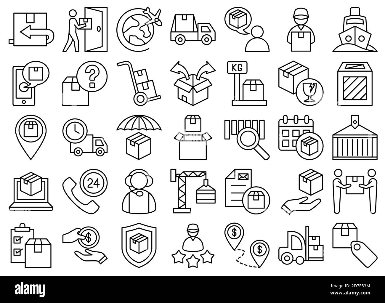 Iconset de ligne de livraison Banque D'Images