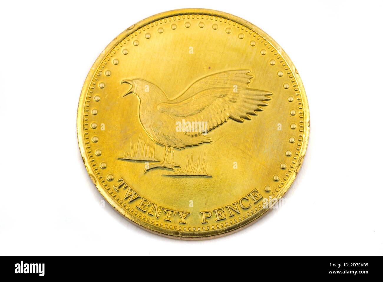 Vue rapprochée d'une pièce Twenty Pence de Île Gough Banque D'Images