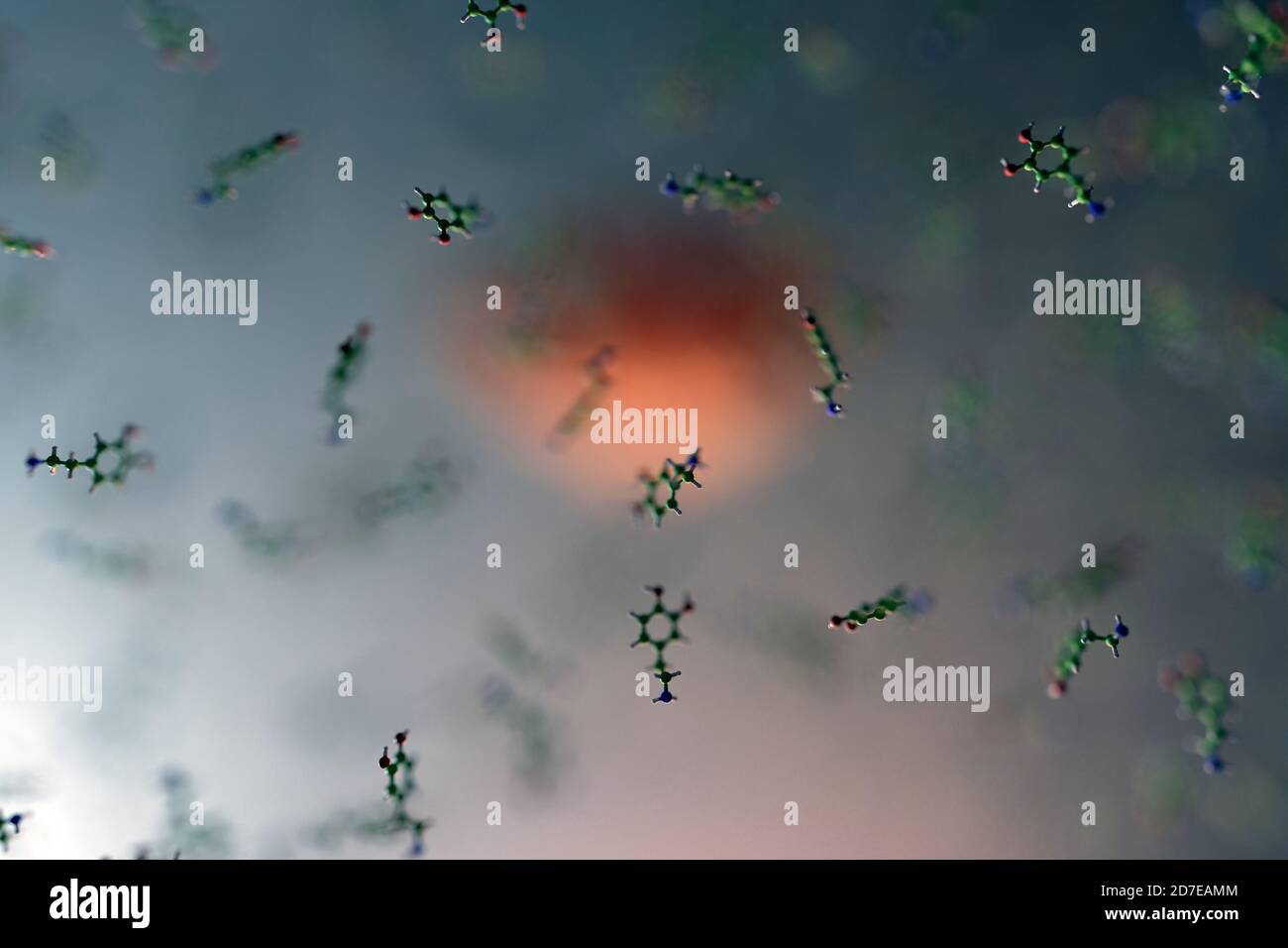 La dopamine est une hormone et un neurotransmetteur qui joue plusieurs rôles importants dans le cerveau et le corps. Une composante du comportement motivé par les récompenses. Banque D'Images