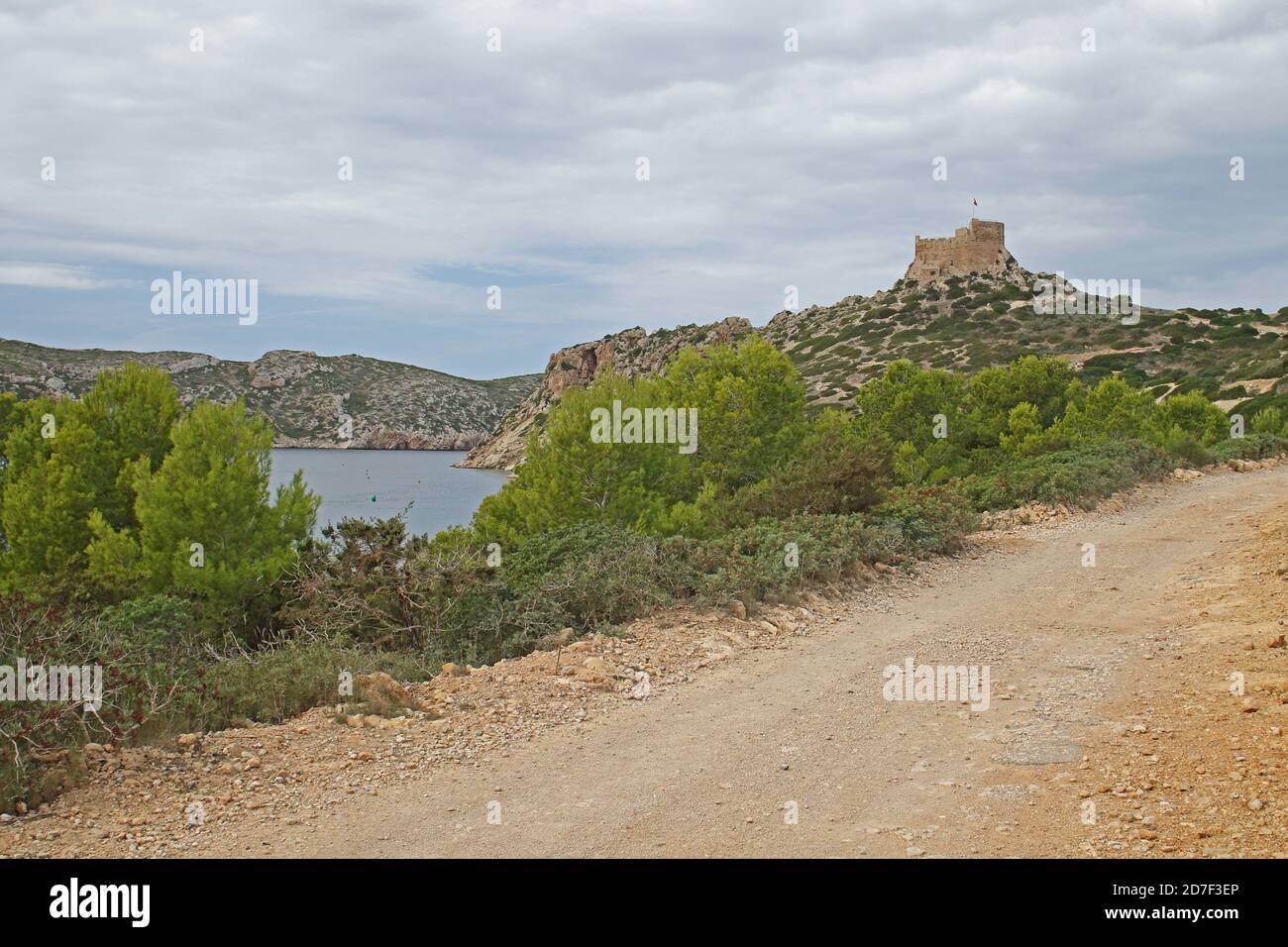Vue sur le château de Cabrera l'île de Cabrera, Majorque, Iles Baléares, Espagne Octobre Banque D'Images