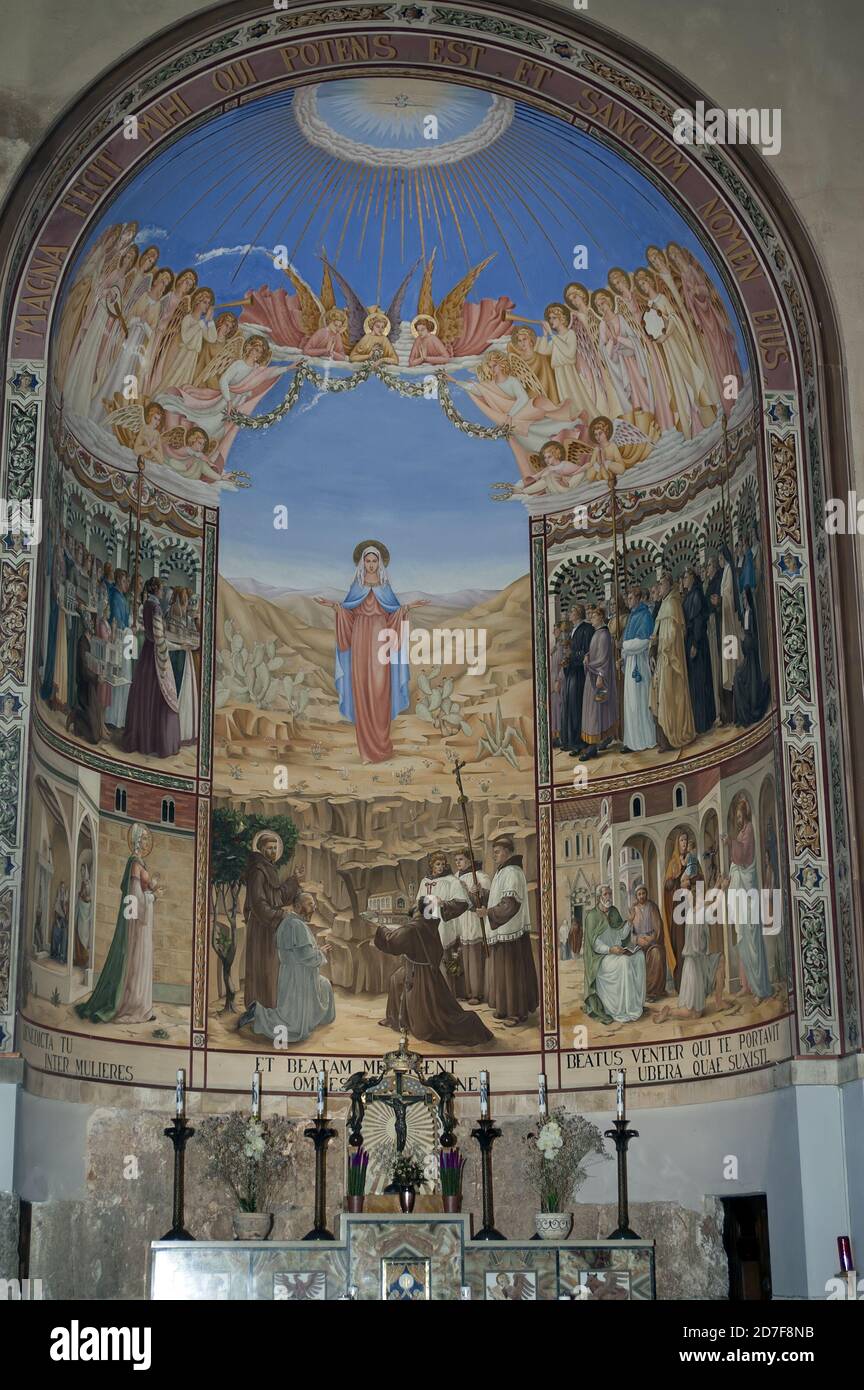 Peinture dans l'église de la Visitation à Ein Kerem : Vierge Marie