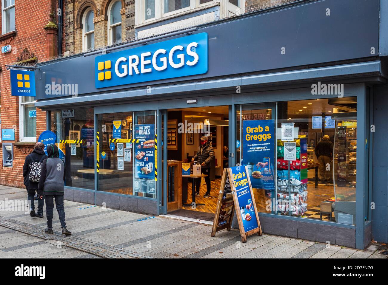 Greggs Bakery - Greggs Cafe and Bakery Food Store in Felixstowe Royaume-Uni Banque D'Images