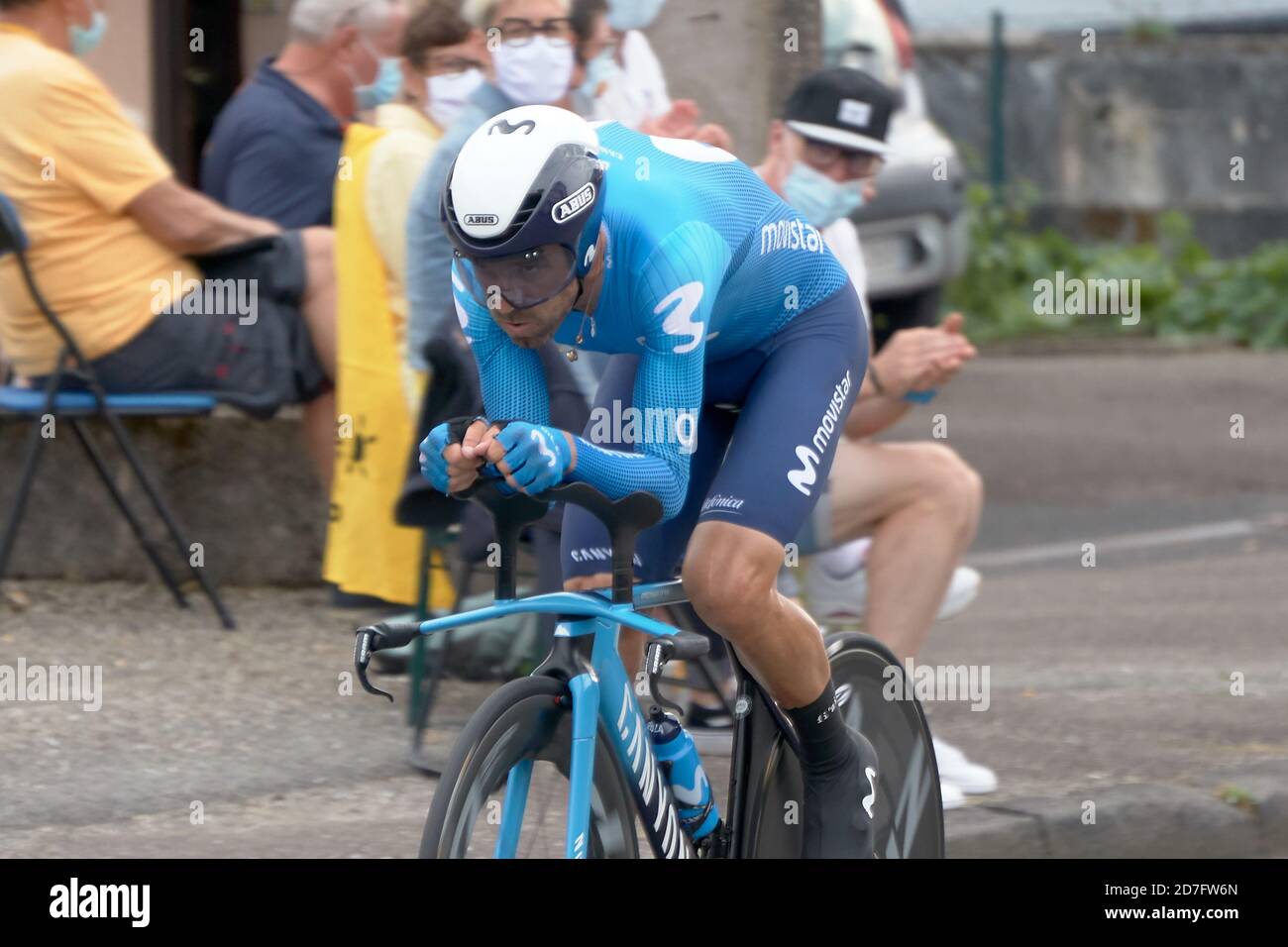 Saint Germain - Bourgogne Franche Comte - France - 19 septembre 2020 : Alejandro Valverde - Team Movistar place 12ème globalement après la dernière étape du Banque D'Images