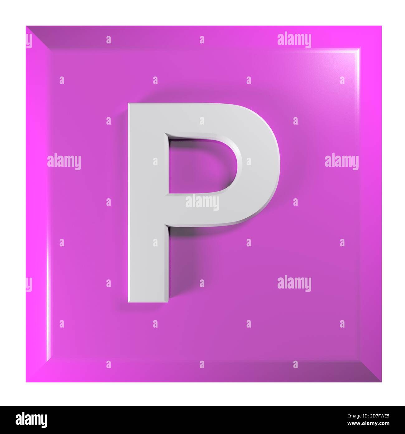 Bouton-poussoir carré rose avec la lettre alphabétique P - Illustration du rendu 3D Banque D'Images