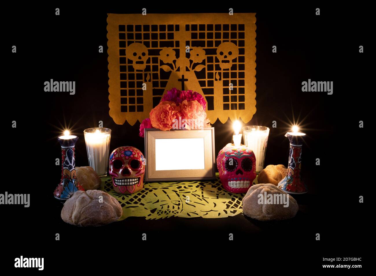 Mini autel pour le jour des morts au Mexique Banque D'Images
