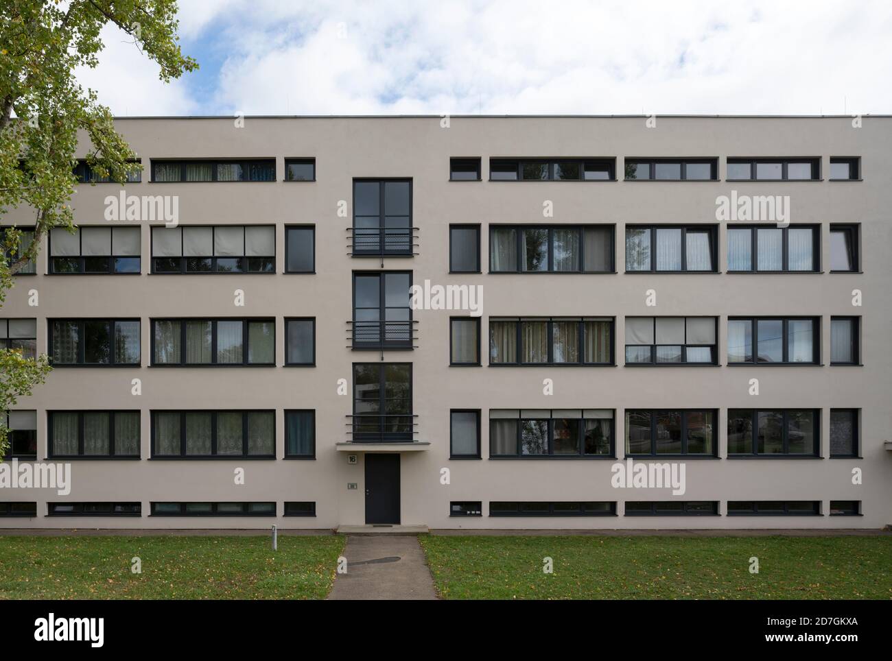 Stuttgart, Weißenhofsiedlung, Wohnblock von Ludwig Mies van der Rohe Banque D'Images