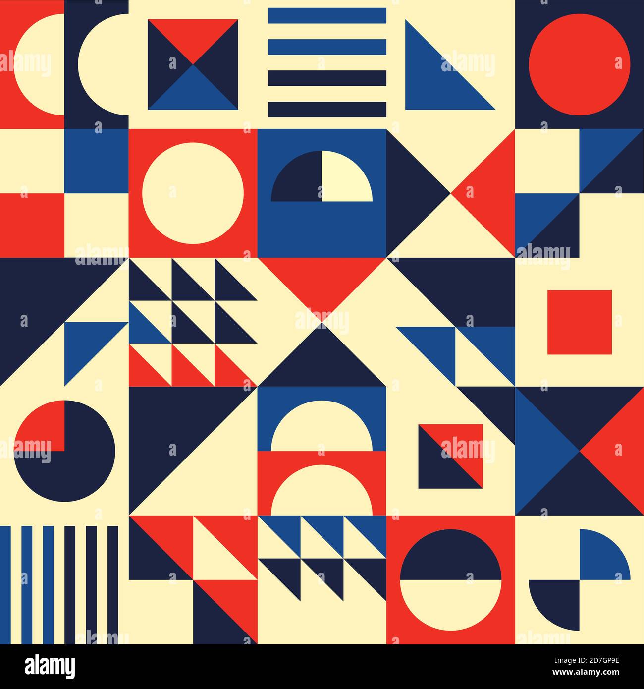 Motif géométrique vectoriel moderne du milieu du siècle sans couture - motif funky des années 60 et 70 avec triangles, cercles et formes abstraites Illustration de Vecteur
