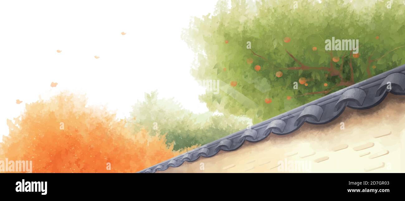 Magnifique paysage d'automne dans le parc illustration 006 Illustration de Vecteur