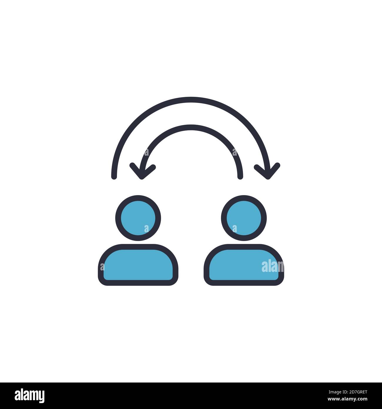 Symbole d'icône de vecteur de transfert entre comptes utilisateur isolé en blanc arrière-plan Illustration de Vecteur